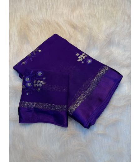 DB1114 Soft Viscose Georgette Sequence Butti Work Celebrity Inspired Sarees.