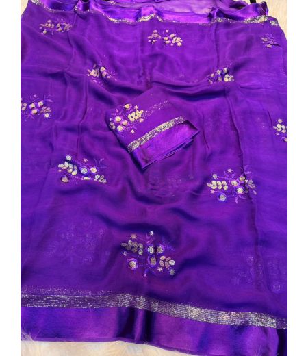 DB1114 Soft Viscose Georgette Sequence Butti Work Celebrity Inspired Sarees.