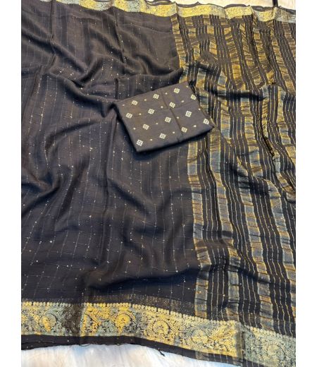 DB1119 Soft Viscose Georgette Sequence Work Celebrity Inspired Sarees.