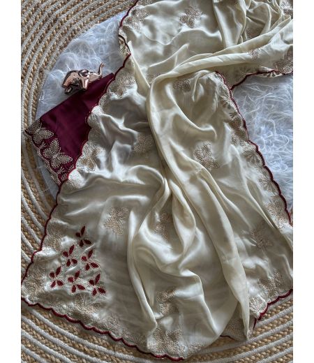 DB1118 Soft Viscose Silk Embroidery Thread Work Celebrity Inspired Sarees.