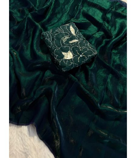 DB1133 Soft Sattin Silk Celebrity Inspired Sarees with Handwork Blouse.