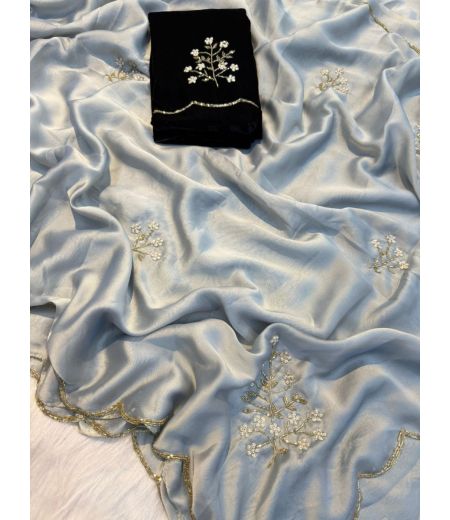 DB1142 Soft Rangoli Silk Hand Cutdana Work Celebrity Inspired Sarees.