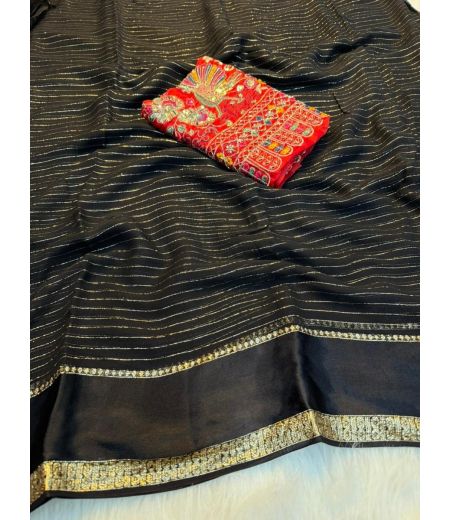 DB1143 Soft Georgette Zari Weaving Sarees with Handwork Blouse.