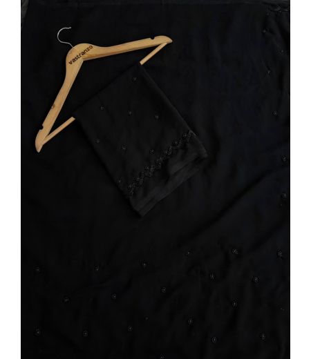 DB1145 Soft Faux Georgette Black Colour Moti Handwork Celebrity Inspired Sarees.
