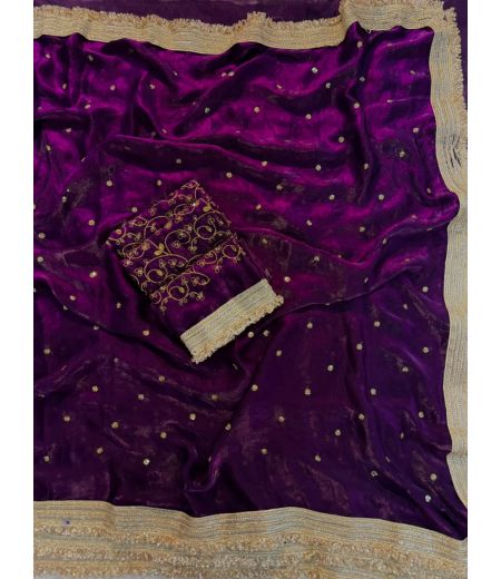 DB1149 Soft Space Silk Dual Shaded Zari Sequence Work Celebrity Inspired Sarees.