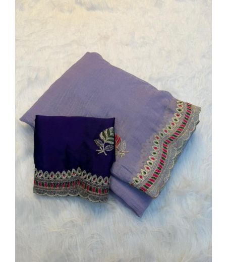 DB1148 Soft Crunchy  Silk Embroidery Work Celebrity Inspired Sarees.