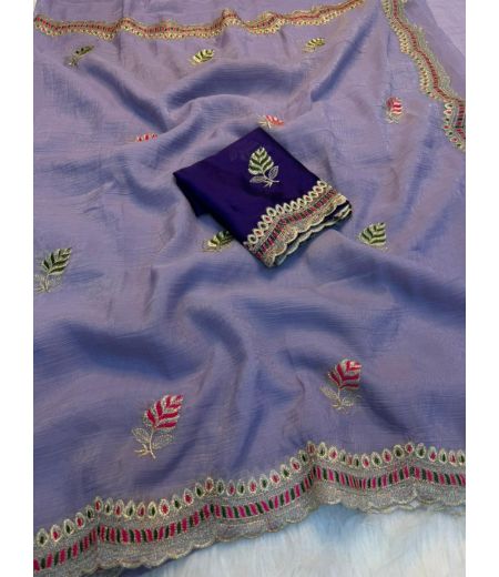 DB1148 Soft Crunchy  Silk Embroidery Work Celebrity Inspired Sarees.