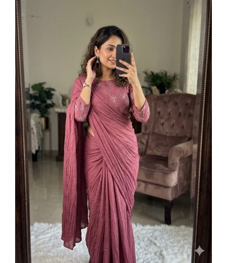 DB1151 Soft Rangoli Crush Silk Sarees with Work Blouse.
