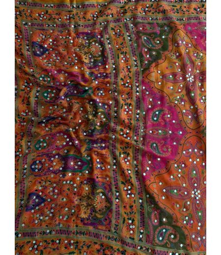 DB1155 Soft Moss Silk Celebrity Inspired Mirror Work Celebrity Inspired Sarees.