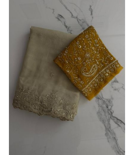 DB1154 Soft Star Georgette Multi Sequence Emrodairy Work Celebrity Inspired Sarees.