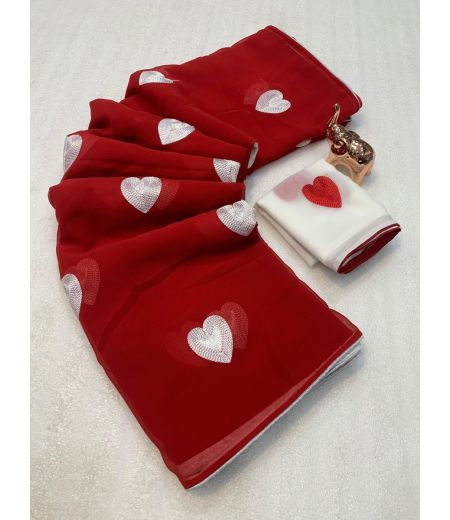 DB1161 Soft Georgette Heart Gamathi Work Celebrity Inspired Sarees.