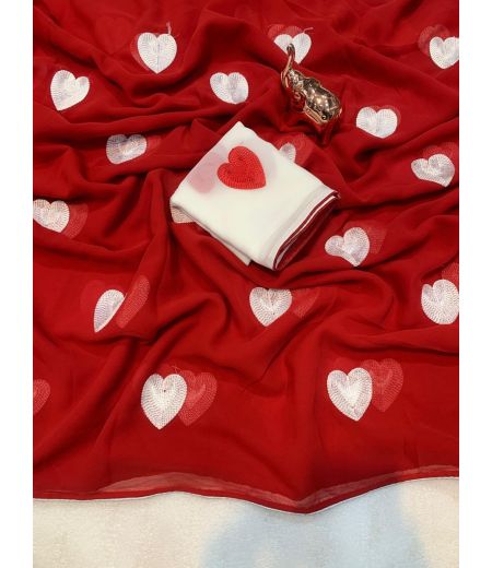 DB1161 Soft Georgette Heart Gamathi Work Celebrity Inspired Sarees.