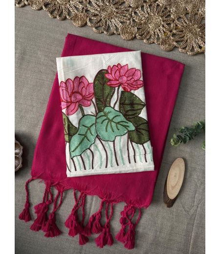 DB1164 Soft Mulmul Cotton Celebrity Inspired Sarees with Embroidery Work Blouse.
