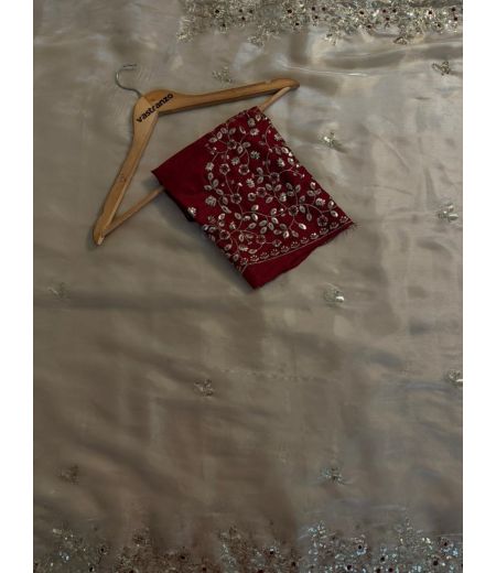 DB1167 Soft Sattin Dual Shaded Sequence Emboridary Work Celebrity Inspired Sarees.