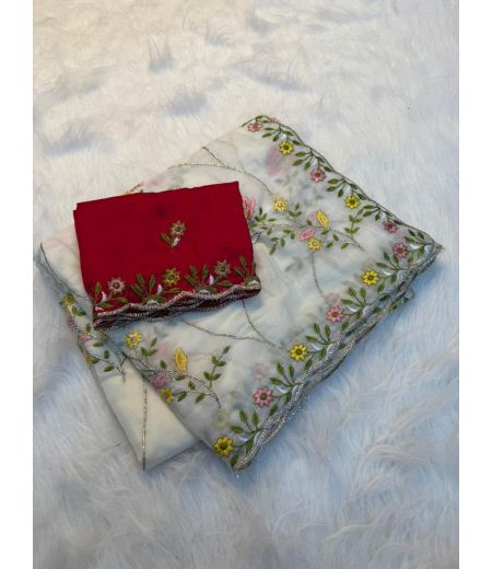DB1168 Soft Star Georgette Embroidery Thread Work Celebrity Inspired Sarees.