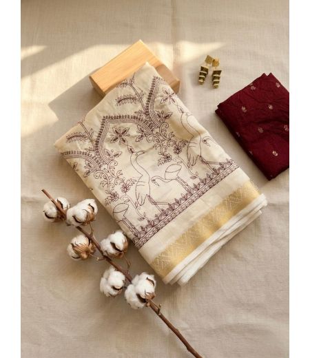 DB1173 Soft Tussar Silk Embroidery Work Celebrity Inspired Sarees.