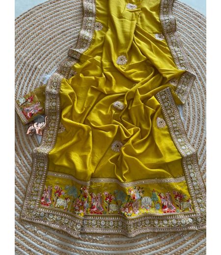 DB1187 Soft Vichitra Silk Embroidery Butta Work Celebrity Inspired Sarees.