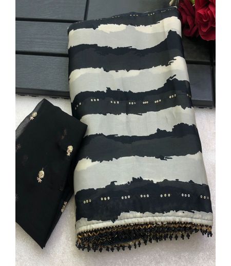 DB1185 Soft Georgette Embroidary sequence Work Celebrity Inspired Sarees.