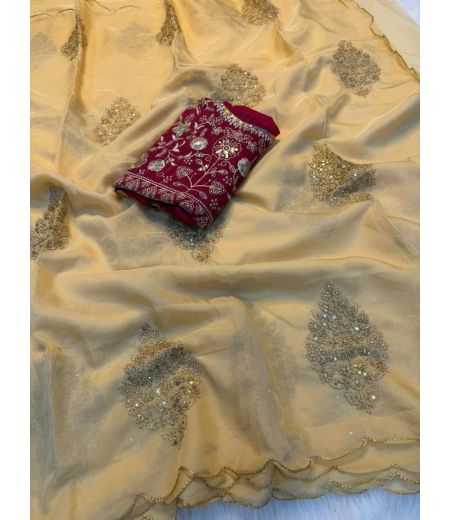 DB1193 Soft Organza Silk Sequence Emboridary Work Celebrity Inspired Sarees.