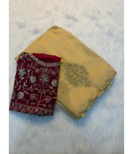 DB1193 Soft Organza Silk Sequence Emboridary Work Celebrity Inspired Sarees.