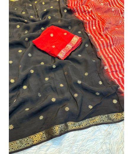 DB1194  Soft Viscose Silk Jacquard Weaving Celebrity Inspired Sarees.
