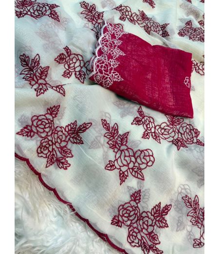 DB1204 Soft Crunchy Silk Embroidery Work Celebrity Inspired Sarees.