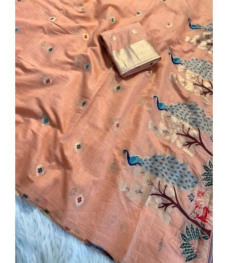 DB1207 Soft Linen Zari Weaving Celebrity Inspired Sarees.