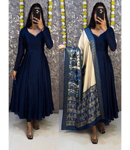 DB1206  Soft Blooming Vichitra Silk Kalamkari Printed Anarkali Sets.