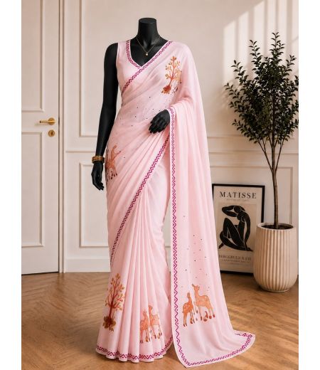 DB1212 Soft Chinon Worli Digital Printed Celebrity Sarees.