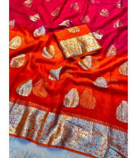 DB1209  Soft Viscose Georgette Jacquard Weaving  Sarees.