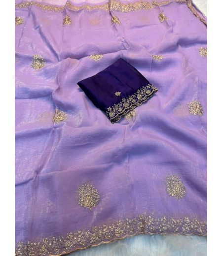 DB1216  Soft Crunchy Silk Diamond Embroidery Work Celebrity Inspired Sarees.