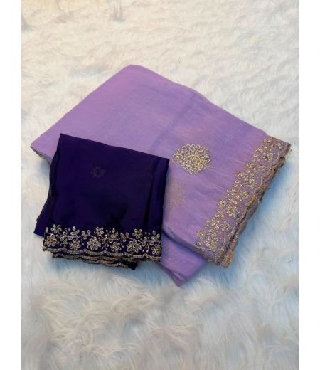 DB1216  Soft Crunchy Silk Diamond Embroidery Work Celebrity Inspired Sarees.
