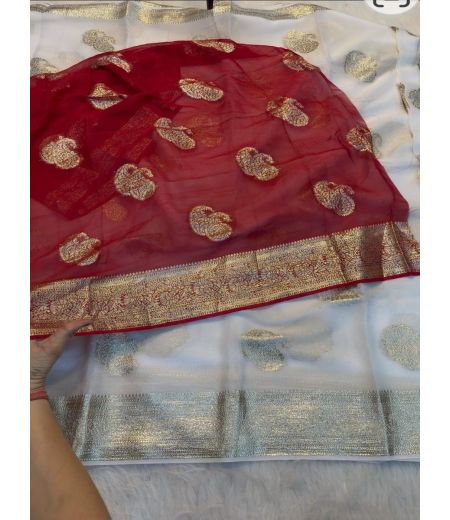 DB1215  Soft Viscose Georgette Jacquard Weaving Celebrity Inspired Sarees.