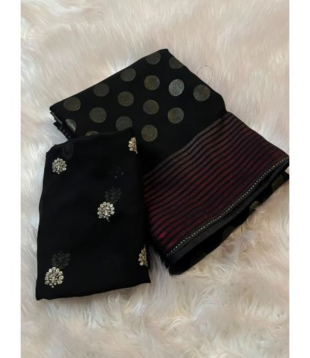 DB1225 Soft Faux Georgette Foil Printed Siroski Work Celebrity Inspired Sarees.