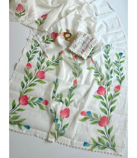 DB1224 Soft Linen Cottin Digital Printed Celebrity Inspired Sarees.
