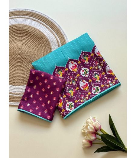 DB1222 Soft Tussar Silk Digital Printed Mirror Work Sarees.