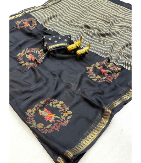 DB1220 Soft Moss Silk Panchi Printed Celebrity Inspired Sarees.