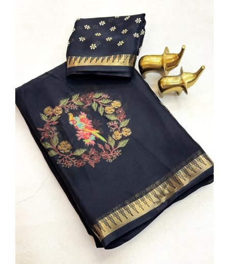 DB1220 Soft Moss Silk Panchi Printed Celebrity Inspired Sarees.